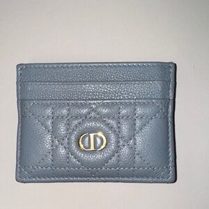 Dior Quilted Blue Leather Card Holder